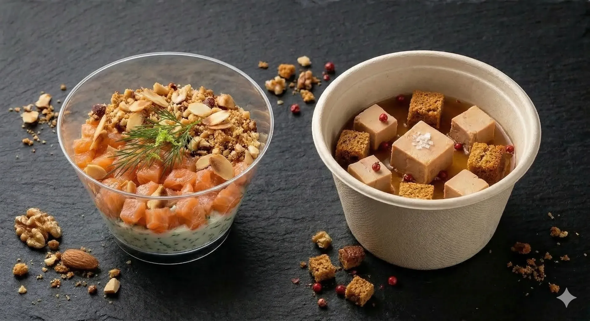Plateau de Verrines Salées Chèvre Saumon/Pomme poire 20 pièces
