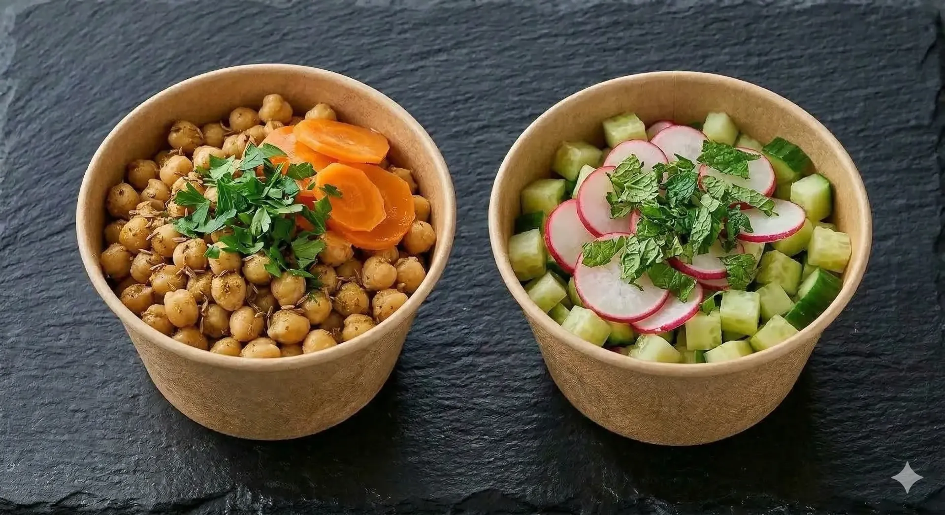 Plateau de Verrines Salées Pois chiche/Radis Concombres 20 pièces